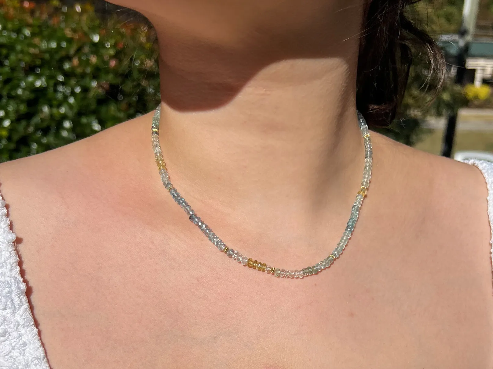 Aquamarine Necklace with Gold Accents