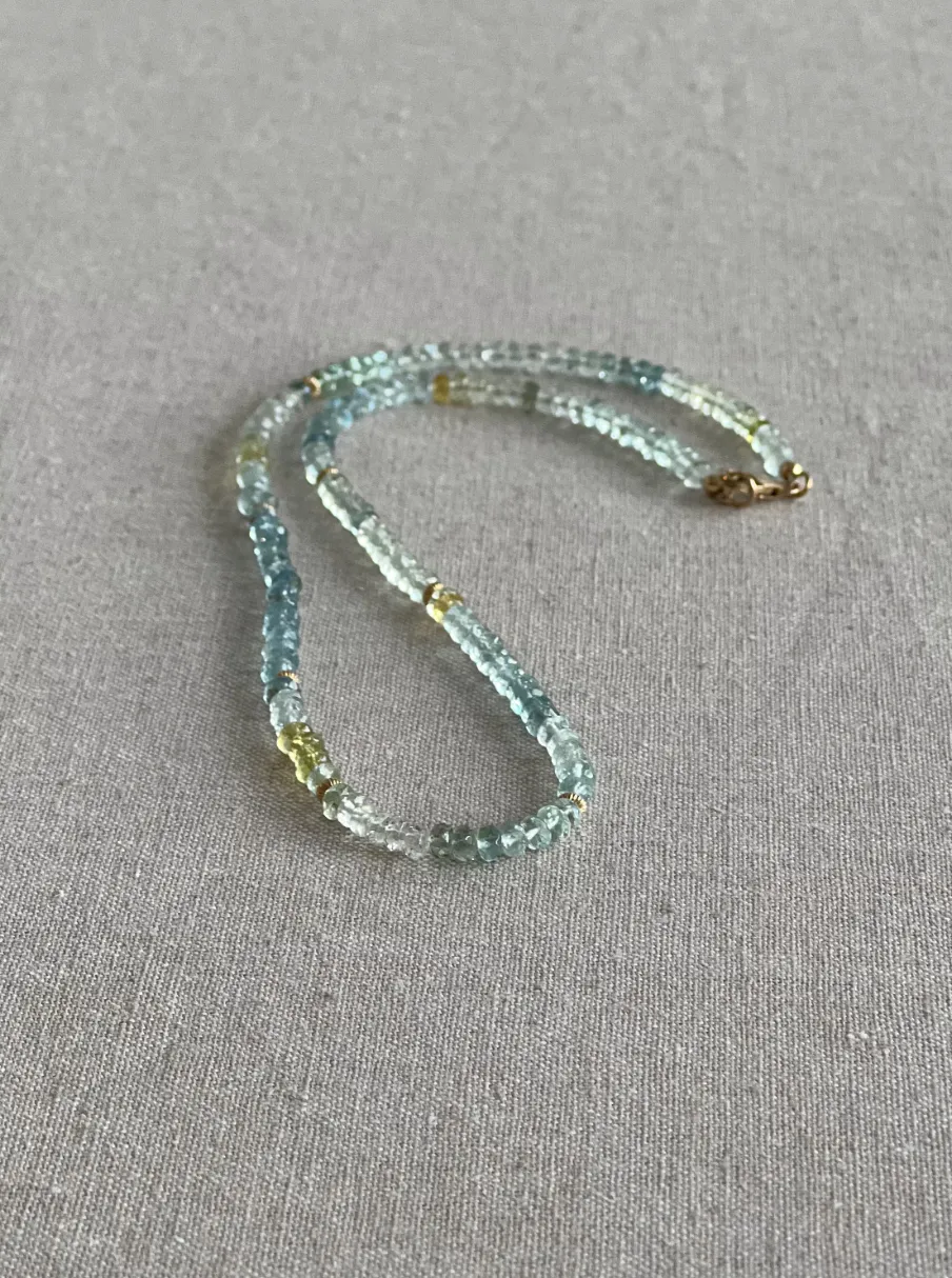 Aquamarine Necklace with Gold Accents