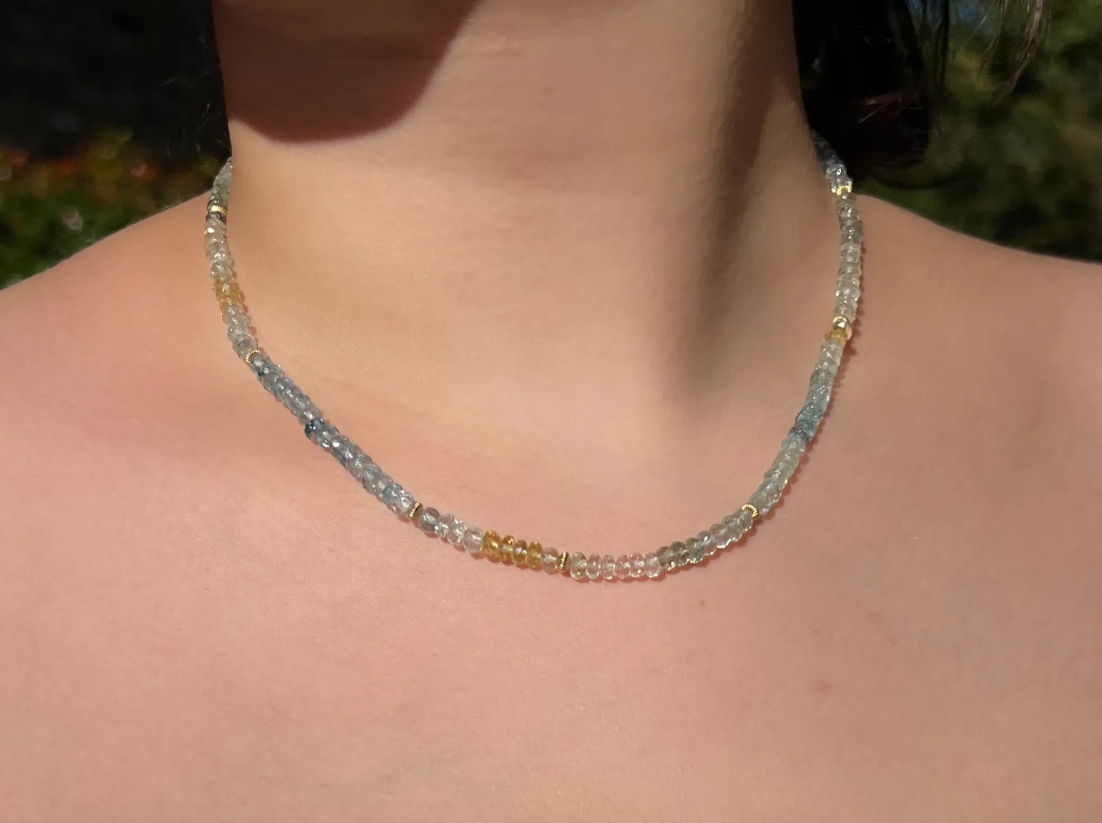 Aquamarine Necklace with Gold Accents