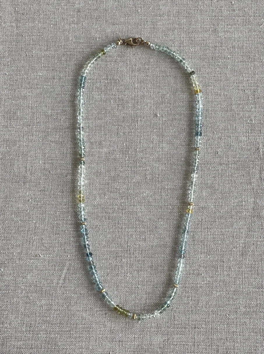 Aquamarine Necklace with Gold Accents