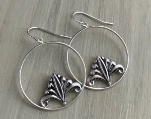 Art Deco Frond Hoop Earrings