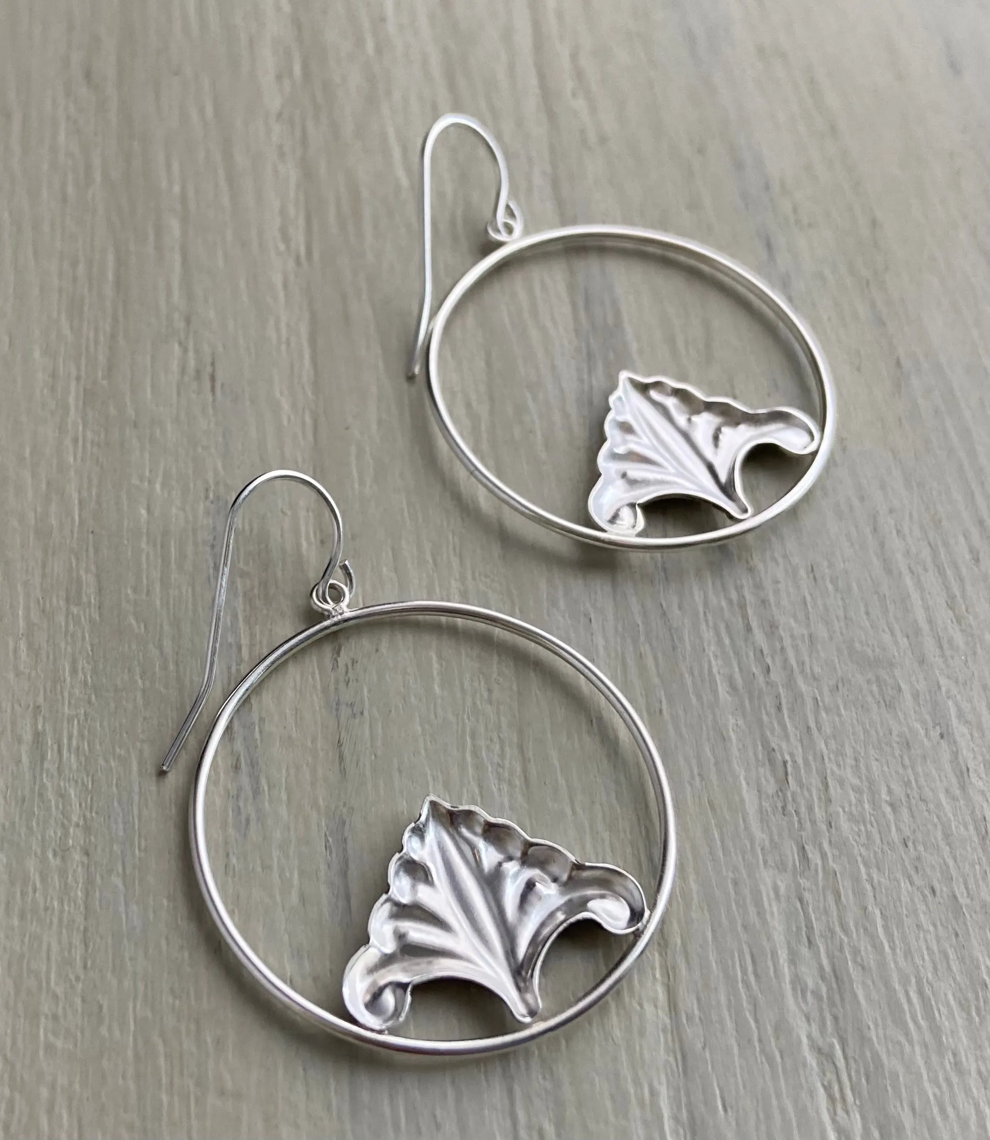 Art Deco Frond Hoop Earrings