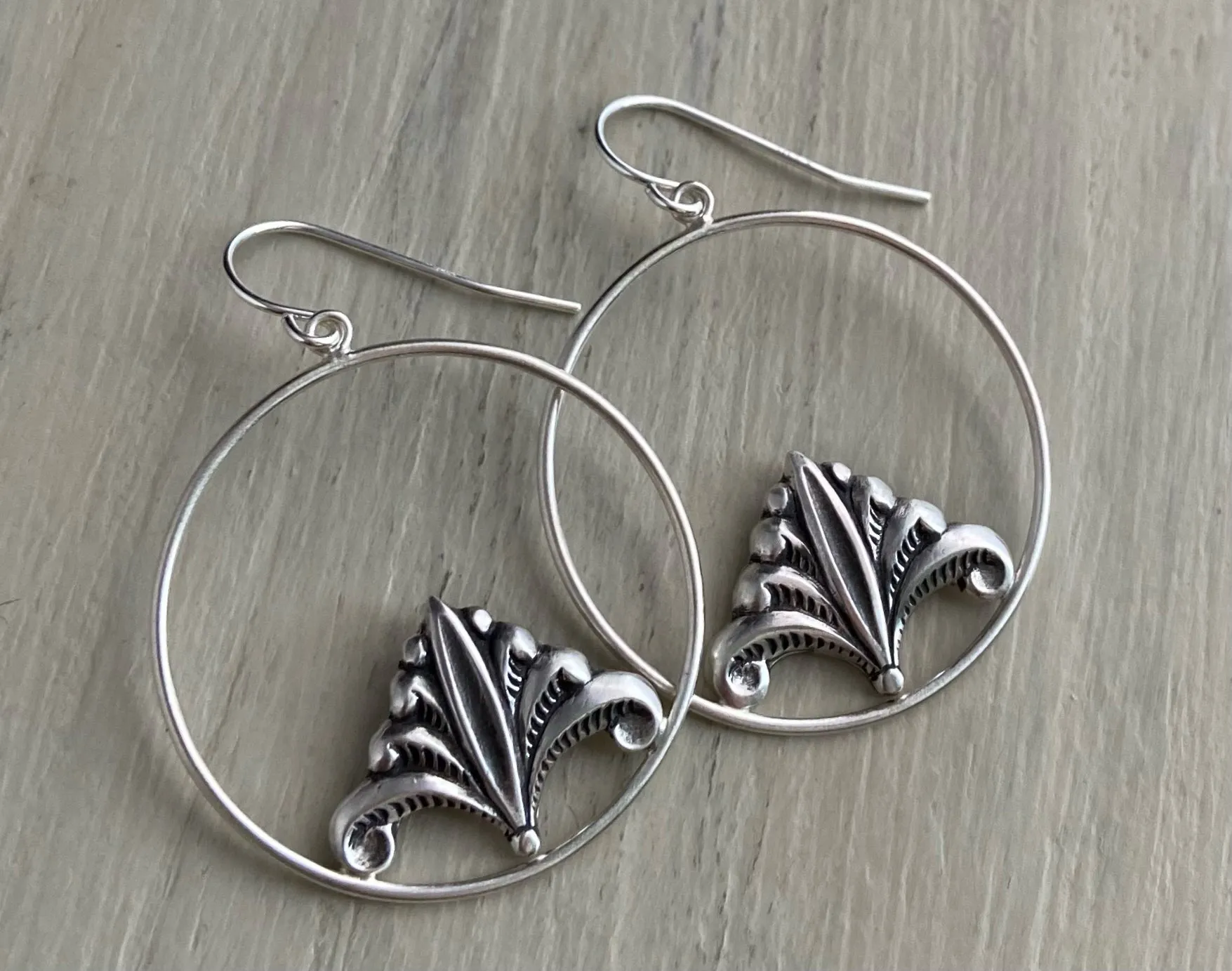 Art Deco Frond Hoop Earrings
