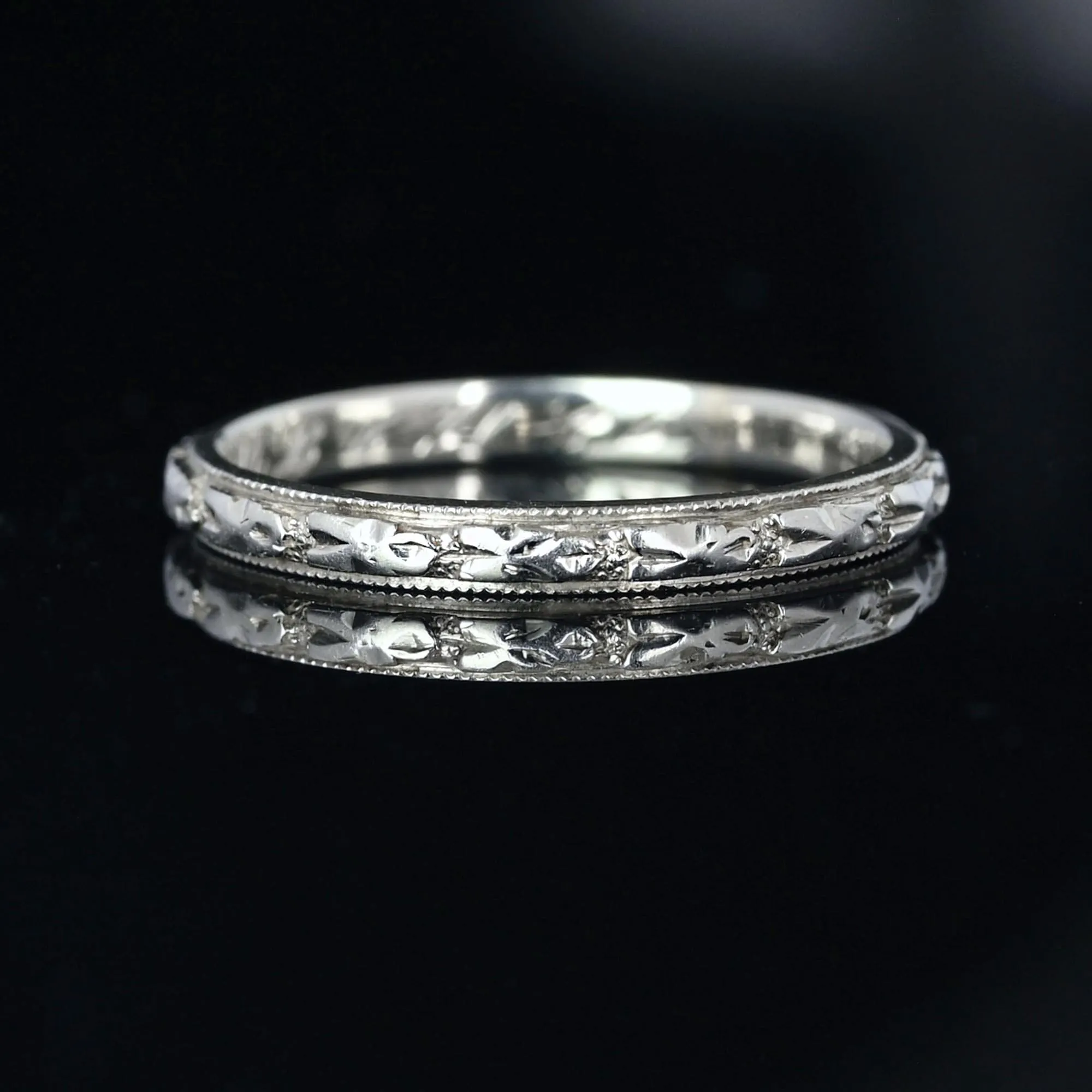Art Deco Platinum Orange Blossom Ring Band