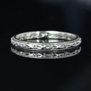 Art Deco Platinum Orange Blossom Ring Band