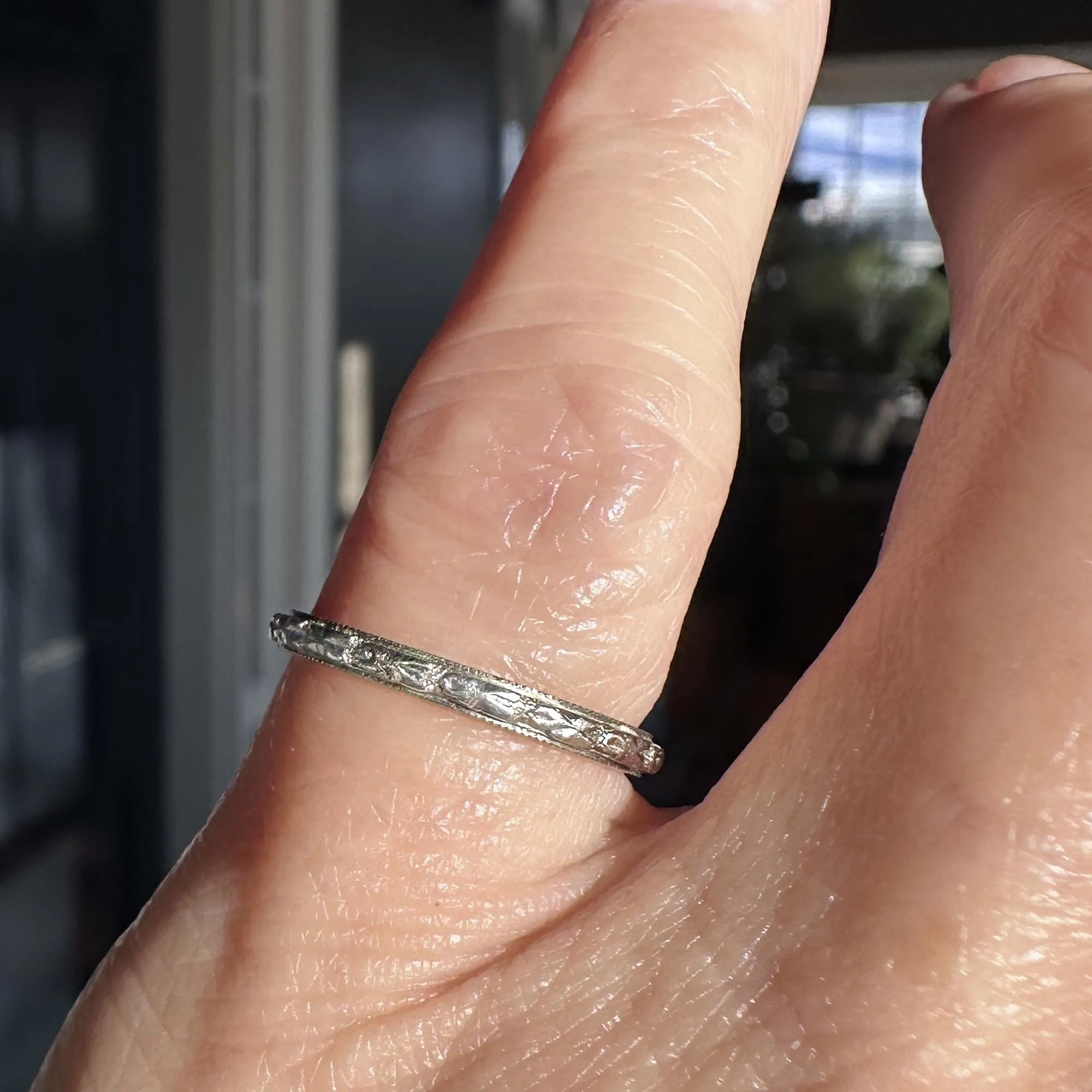 Art Deco Platinum Orange Blossom Ring Band