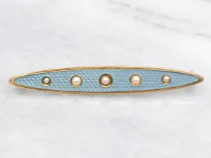Art Nouveau Era Enamel and Seed Pearl Honeymoon Pin