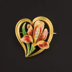Art Nouveau Iris Brooch | 14k Gold