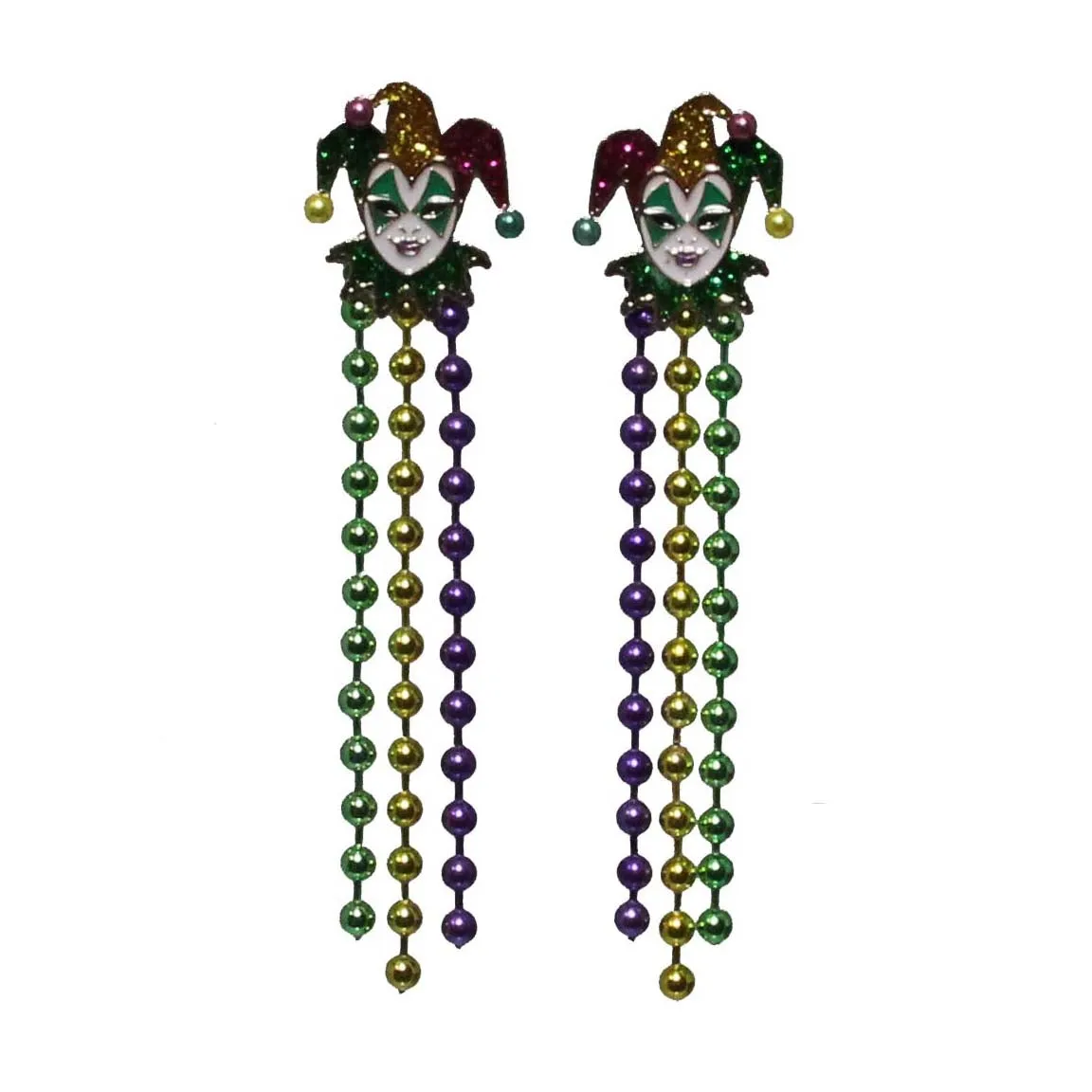 Beaded Jester Mardi Gras Earrings