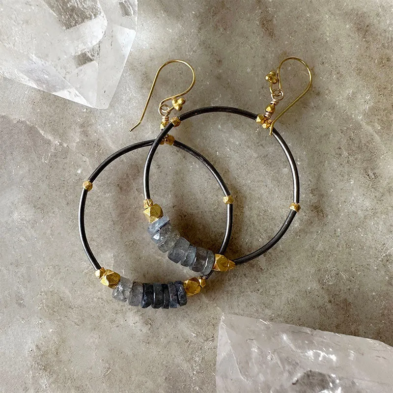 Beatrice Labradorite Hoop Earrings