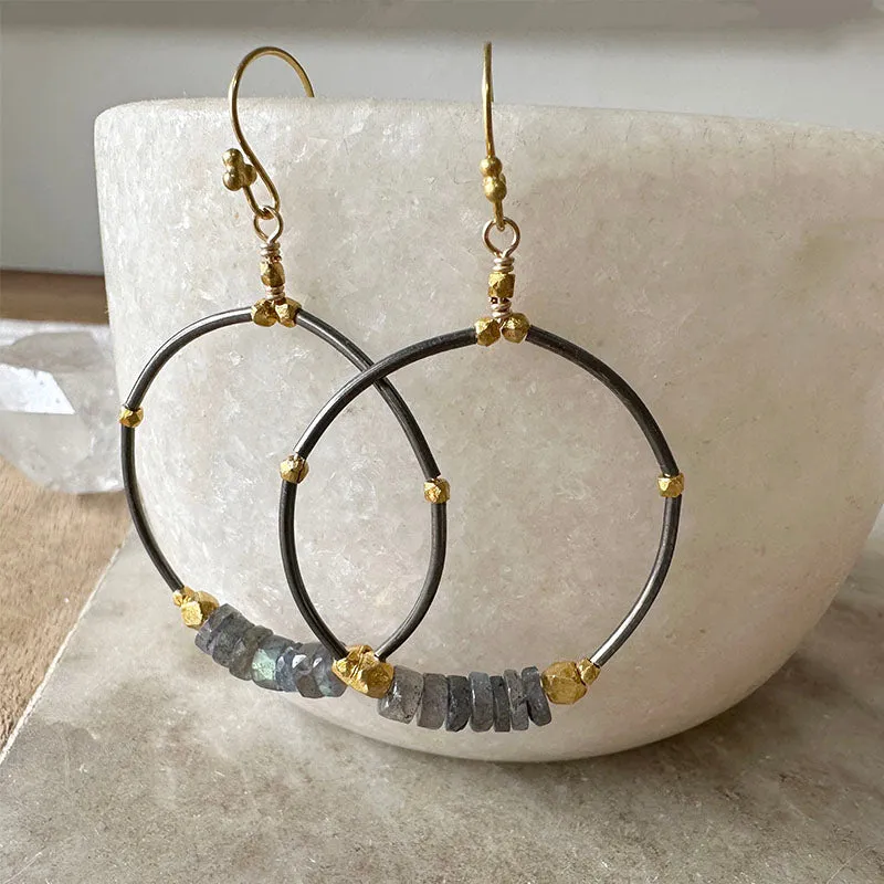 Beatrice Labradorite Hoop Earrings