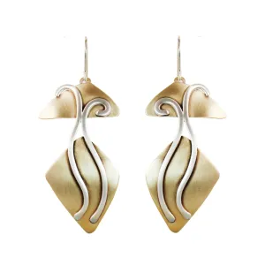 Beautiful curving Vines Garden Party Earrings Sterling and Brass