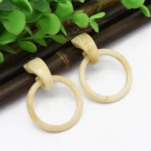 Beige & Silver-Plated Open Circle Drop Earrings