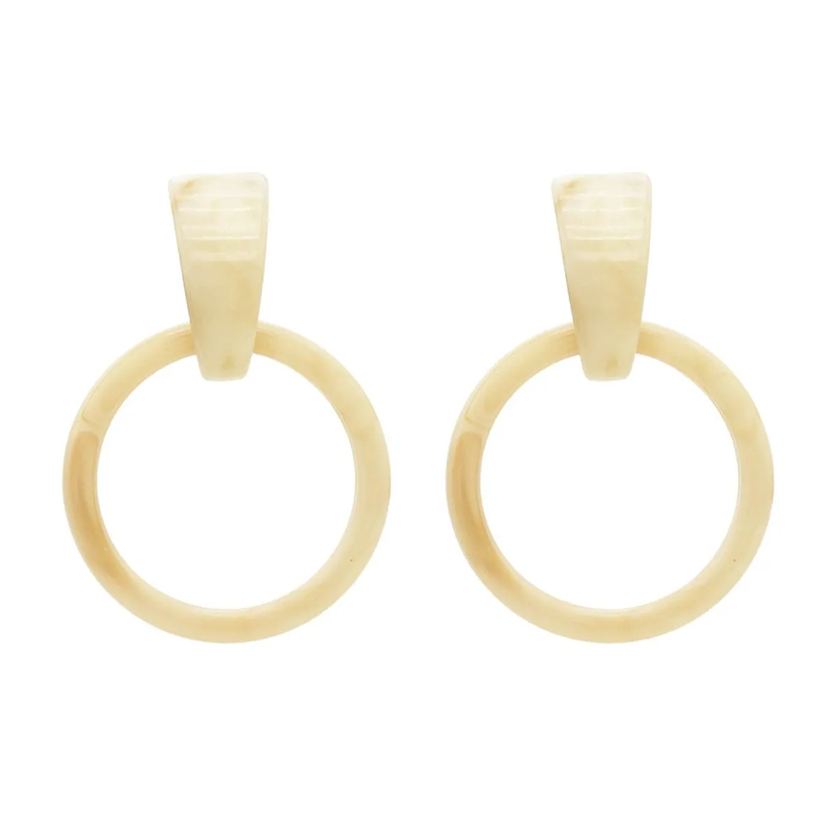 Beige & Silver-Plated Open Circle Drop Earrings