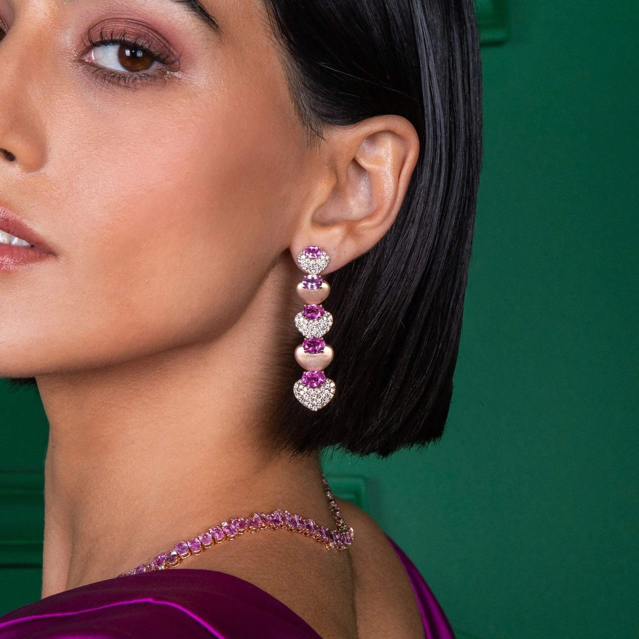 Bellina Pink Sapphire and Diamond Statement Earrings