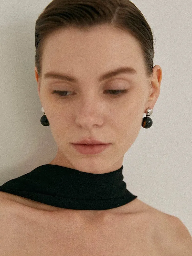 Black Agate and Tiger's Eye Drop Earrings