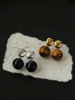 Black Agate and Tiger's Eye Drop Earrings