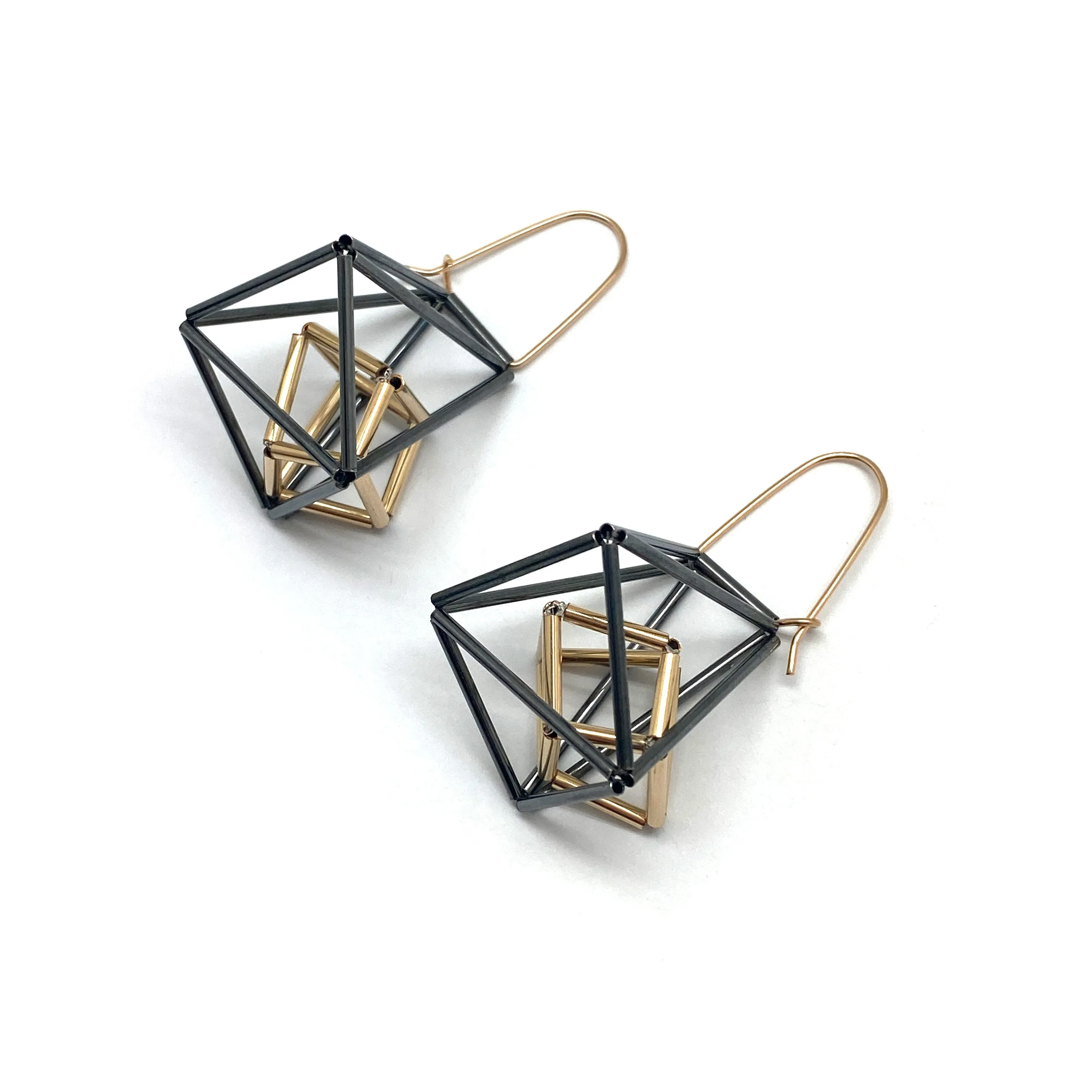 Black and Gold Cage Earrings
