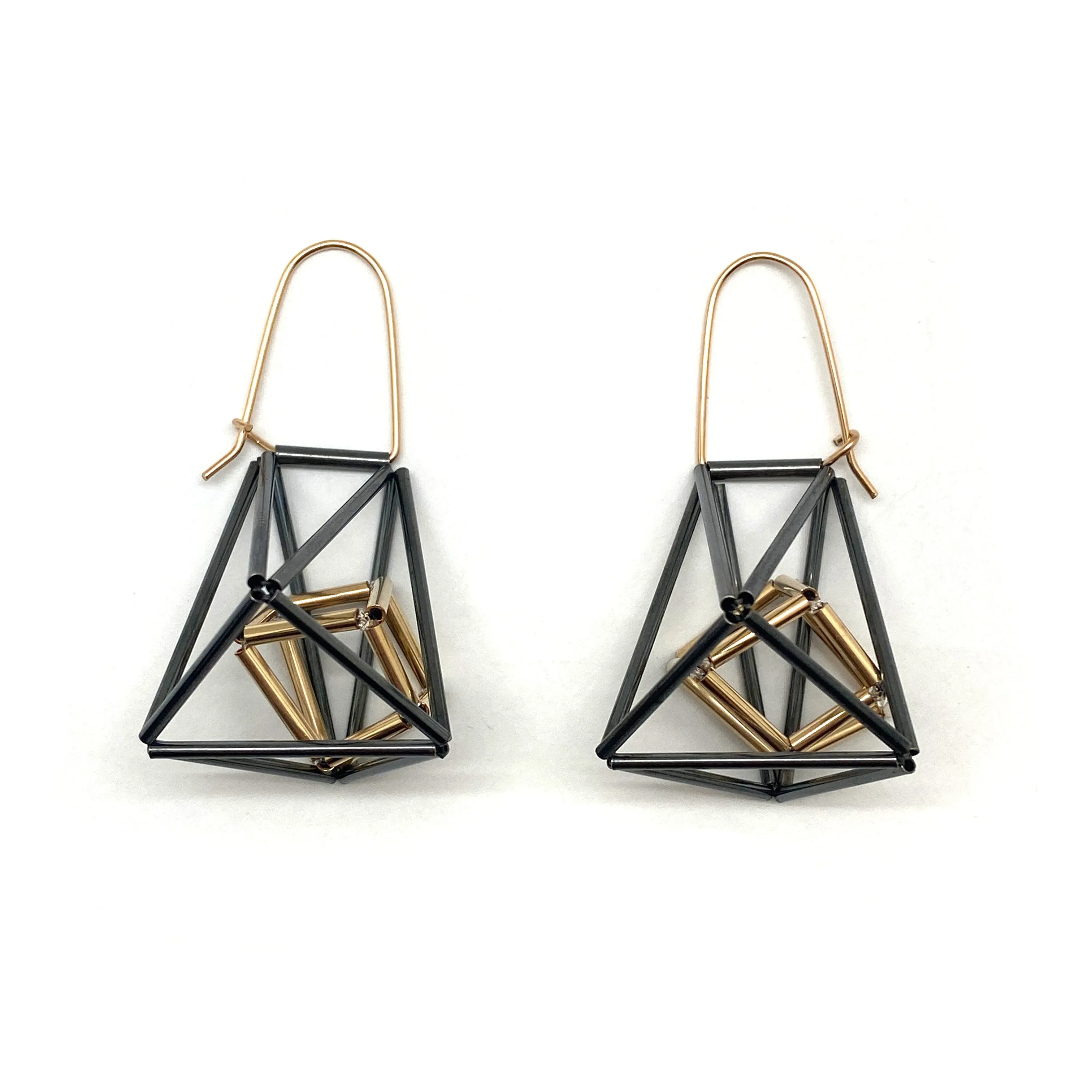 Black and Gold Cage Earrings