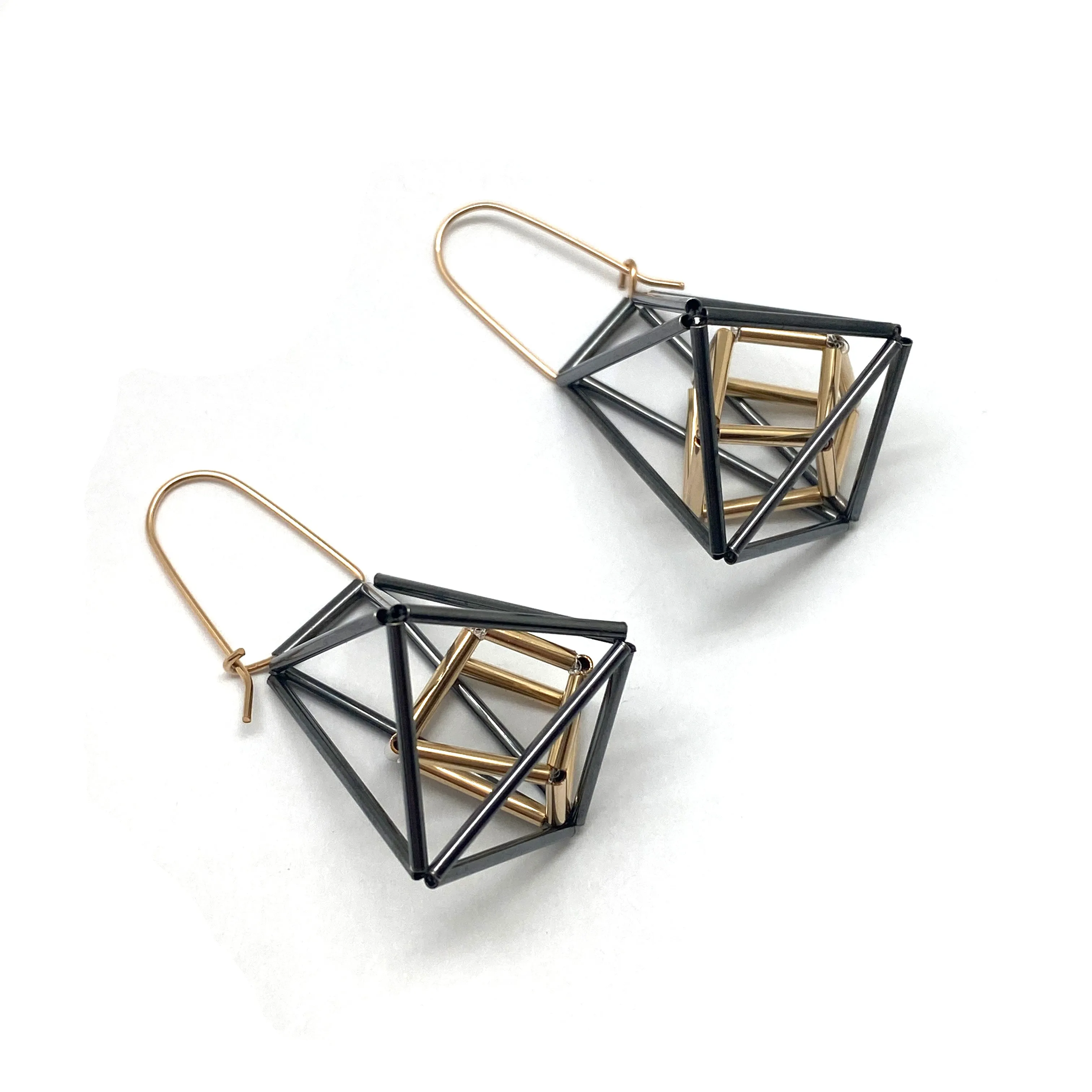 Black and Gold Cage Earrings