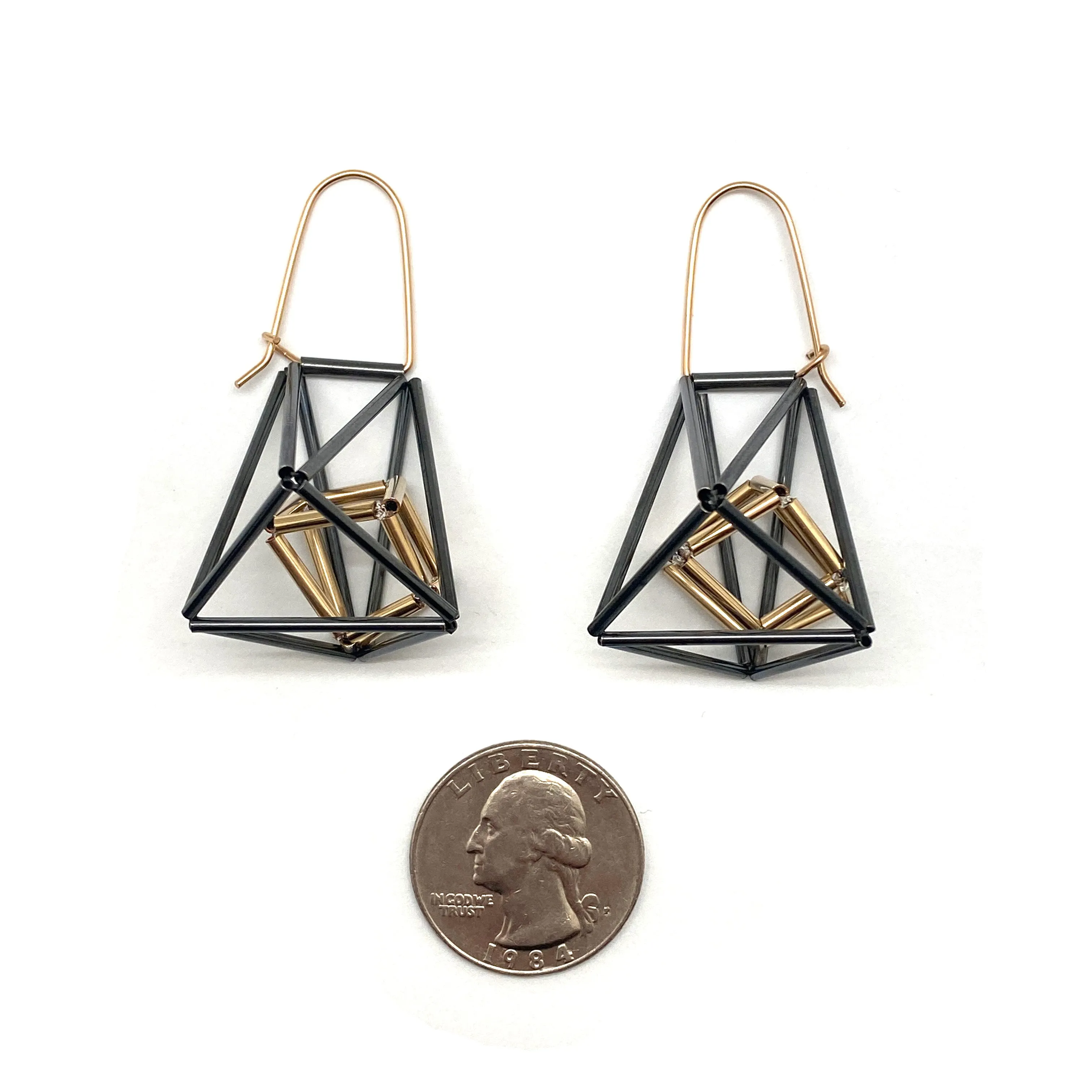 Black and Gold Cage Earrings