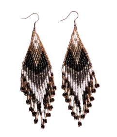 Black and Gold Tassle Bead Earrings