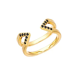 Black Diamond Dagger Ring | Yellow Gold