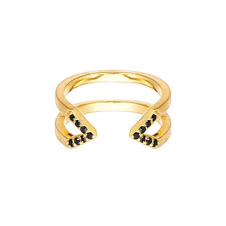 Black Diamond Dagger Ring | Yellow Gold