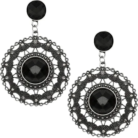 Black Faceted Rhinestone Post Earrings