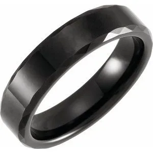 Black PVD Tungsten 6 mm Faceted Beveled-Edge Size 14 Band