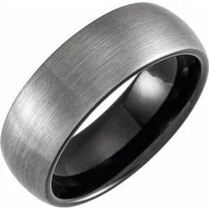 Black PVD Tungsten 8 mm Half Round Band Size 11 with Satin Finish