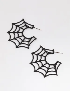 Black Spiderweb Hoop Earrings