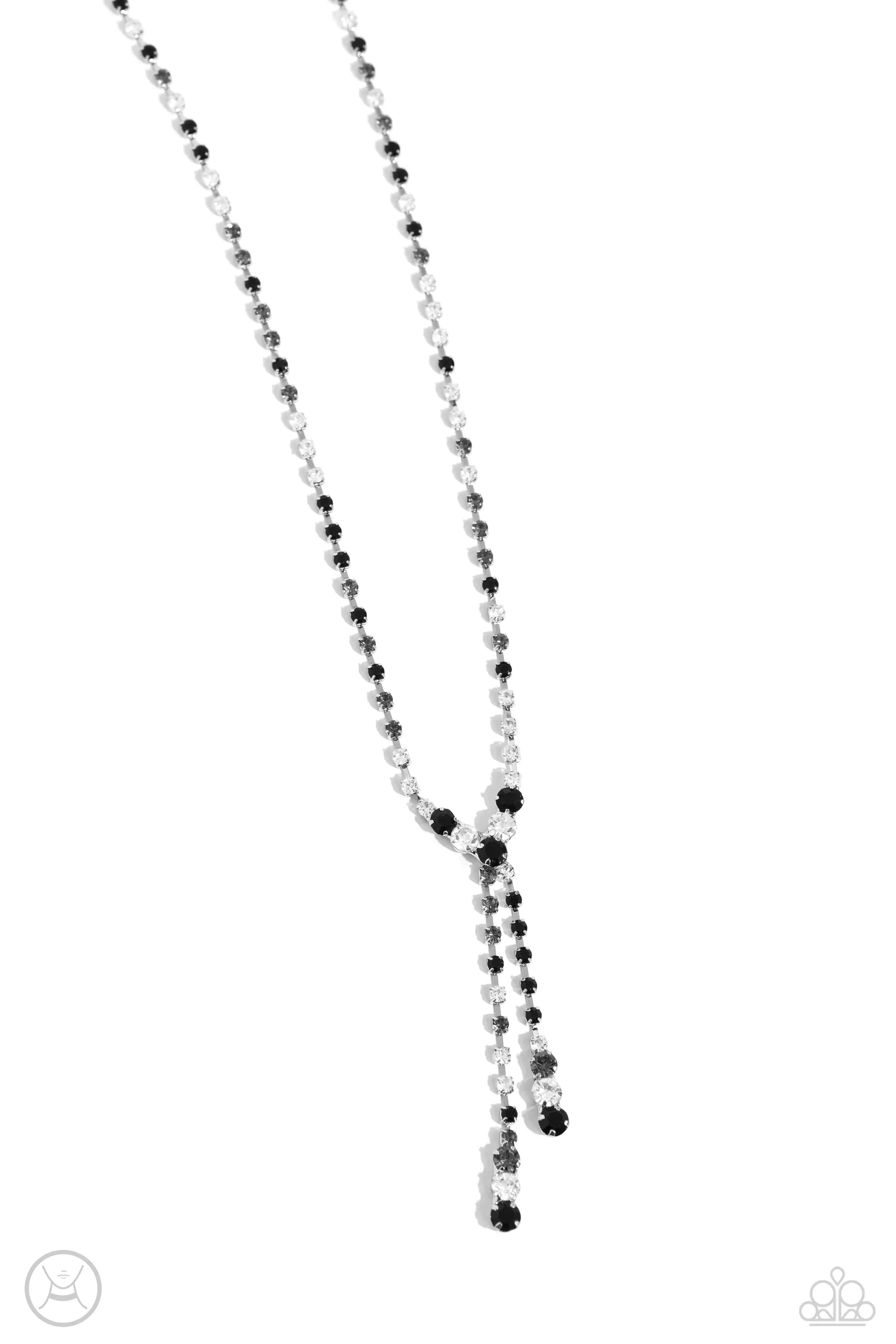 Blinding Balance - Black - White, and Smoke Rhinestone Paparazzi Short Necklace