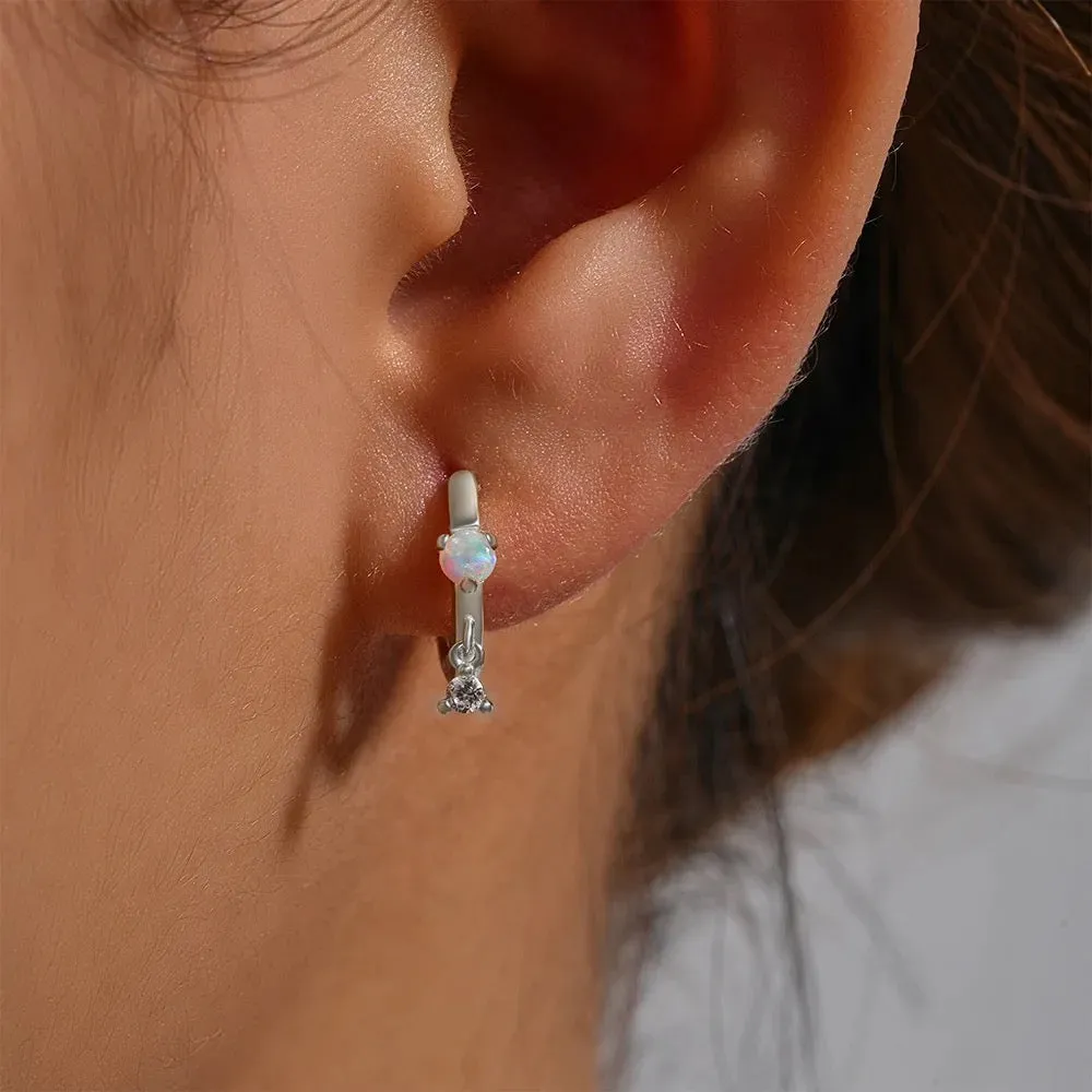 Boho & Mala Opal Sterling Silver Hoop Earrings