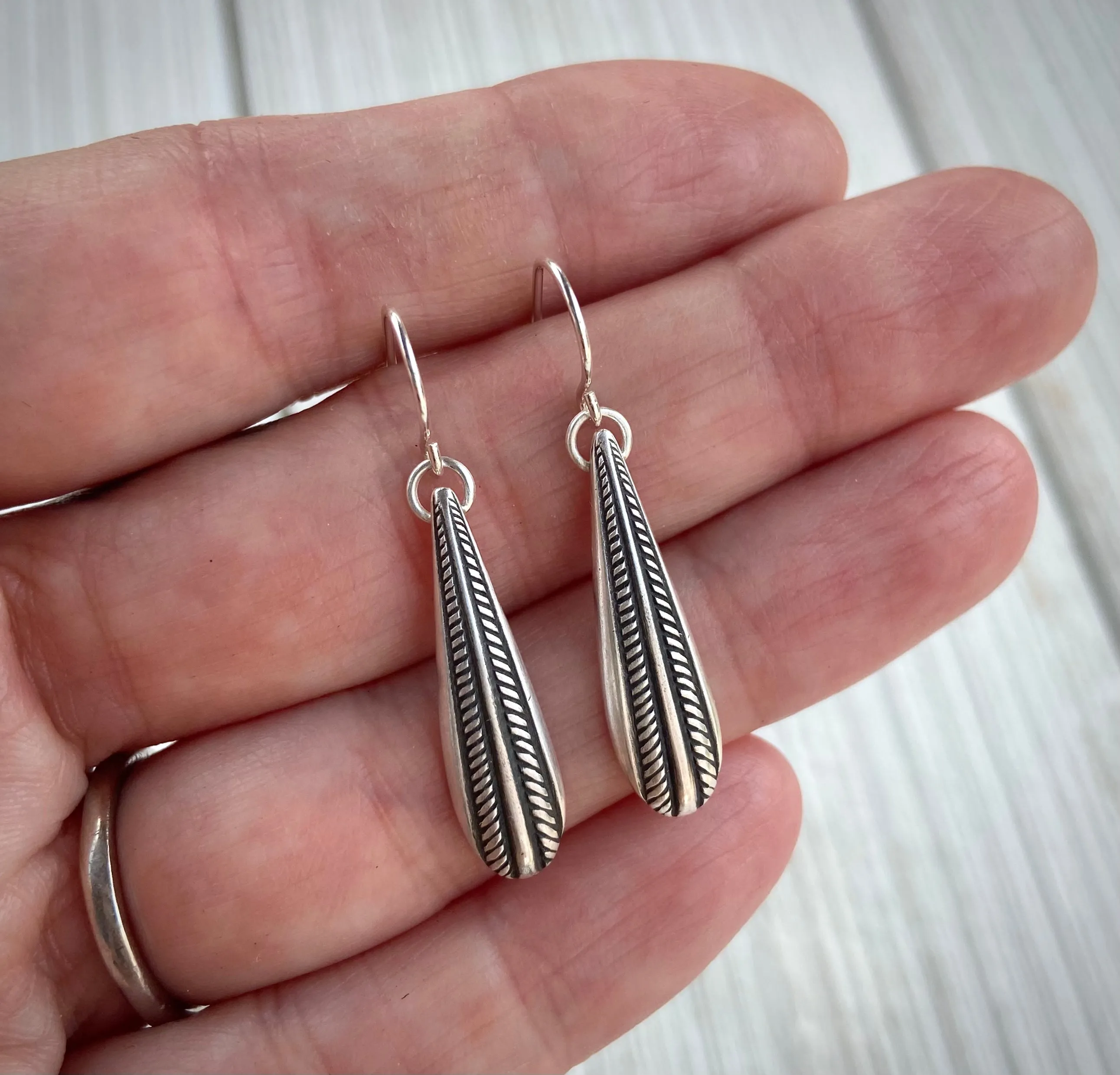 Braided Silver Drop Earrings