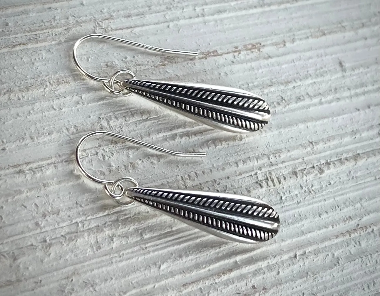 Braided Silver Drop Earrings