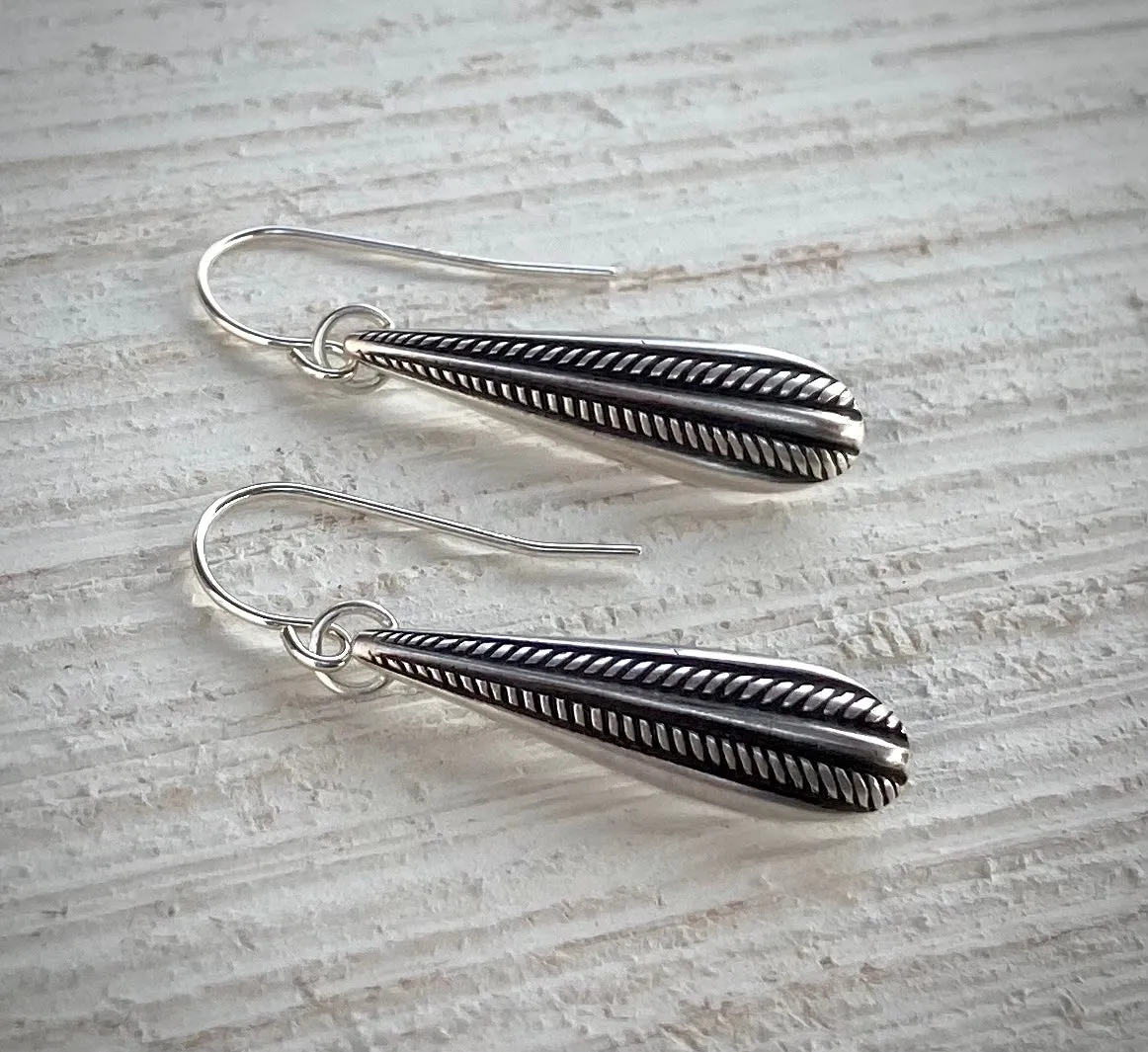 Braided Silver Drop Earrings
