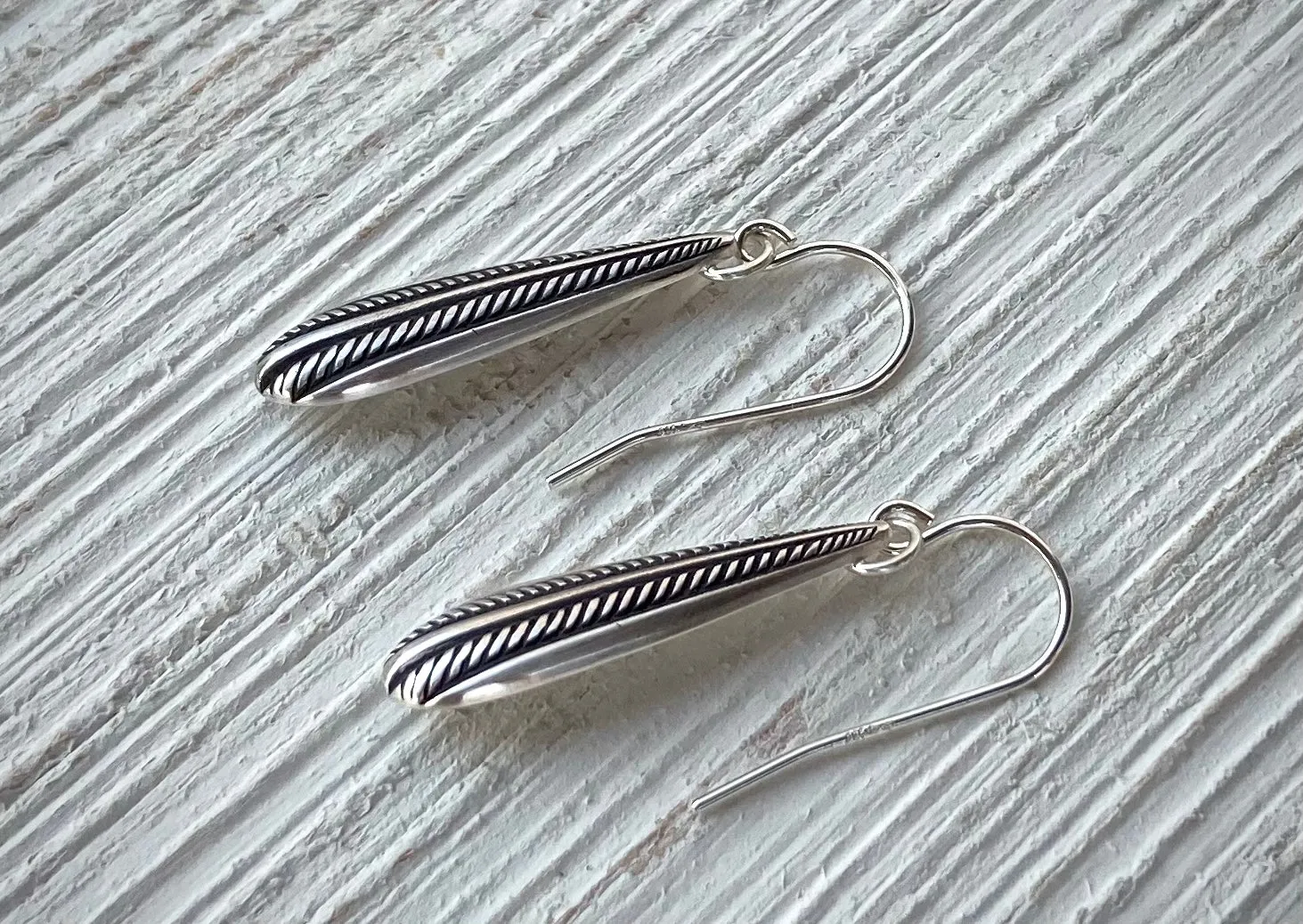 Braided Silver Drop Earrings