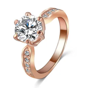 Brand Wedding Jewelry Ring18K Rose Gold /Platinum Plate Round Cubic Zirconia Women Finger Rings