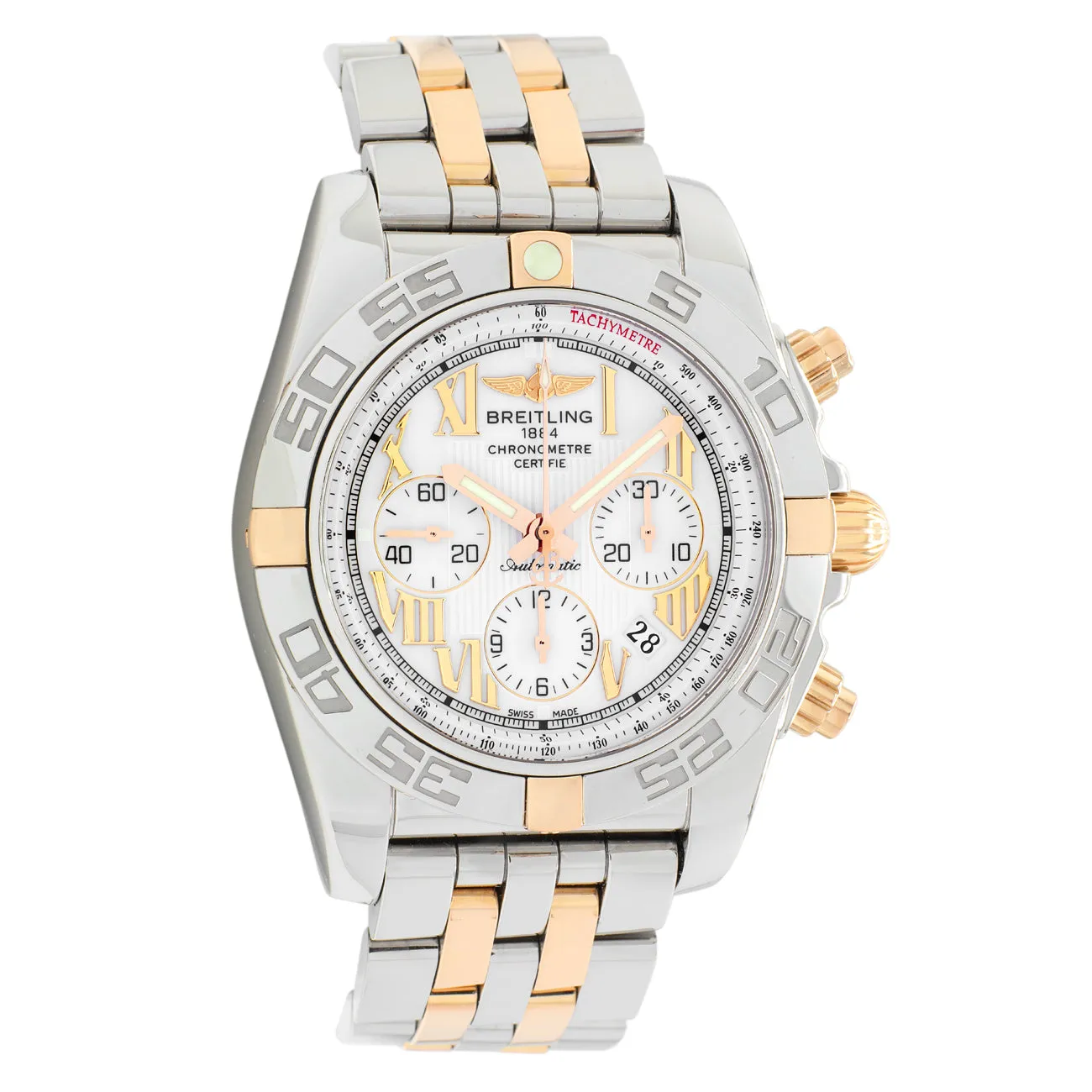 Breitling Stainless Steel 18K Yellow Gold Chronomat 44 IB0110