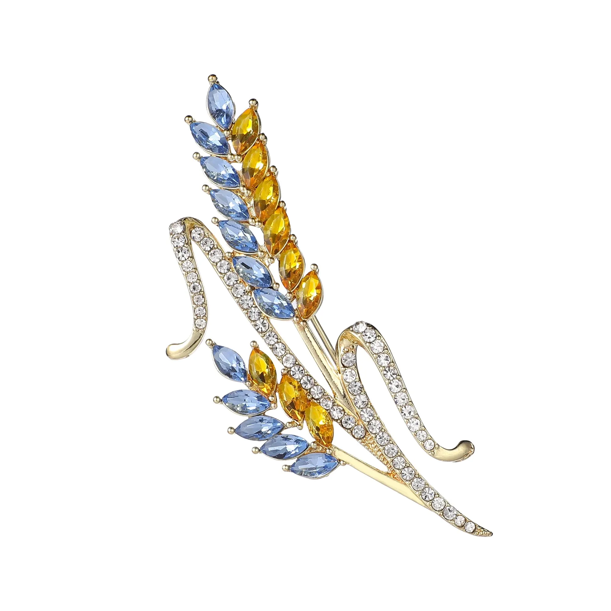 Brooch Men Women Meaningful Wheat Flag Rhinestone Badge Delicate Gift For New Year