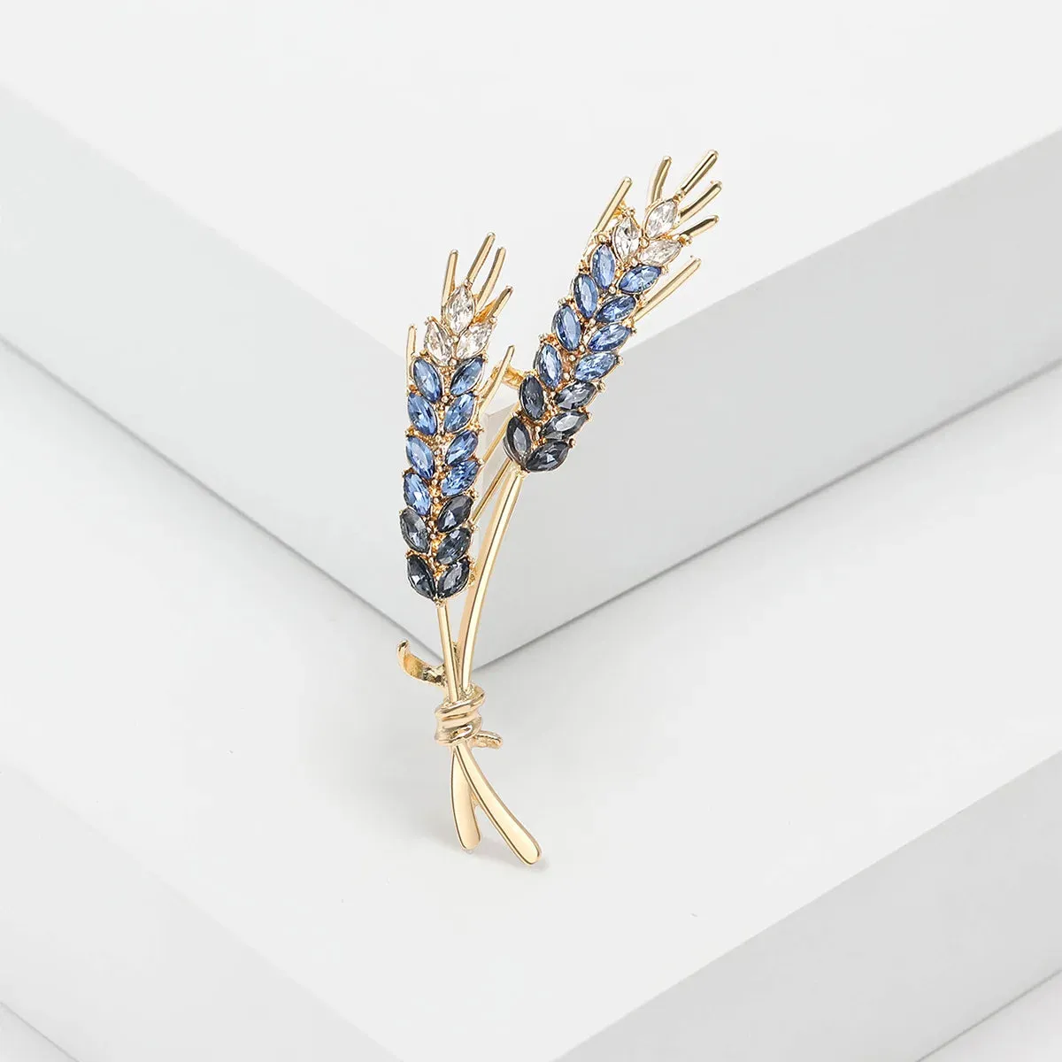 Brooch Men Women Meaningful Wheat Flag Rhinestone Badge Delicate Gift For New Year