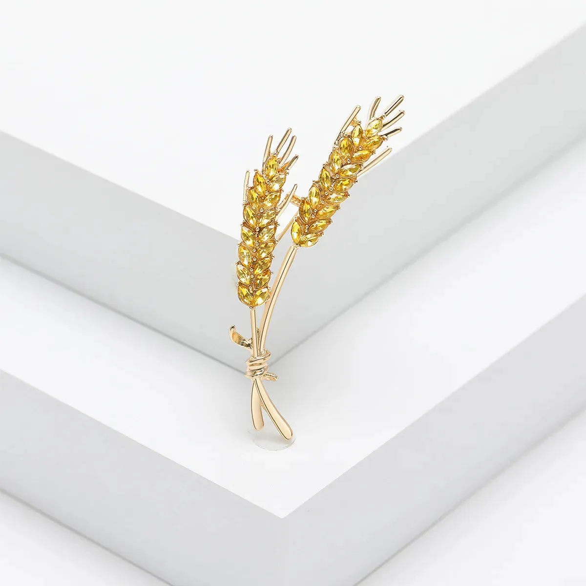 Brooch Men Women Meaningful Wheat Flag Rhinestone Badge Delicate Gift For New Year