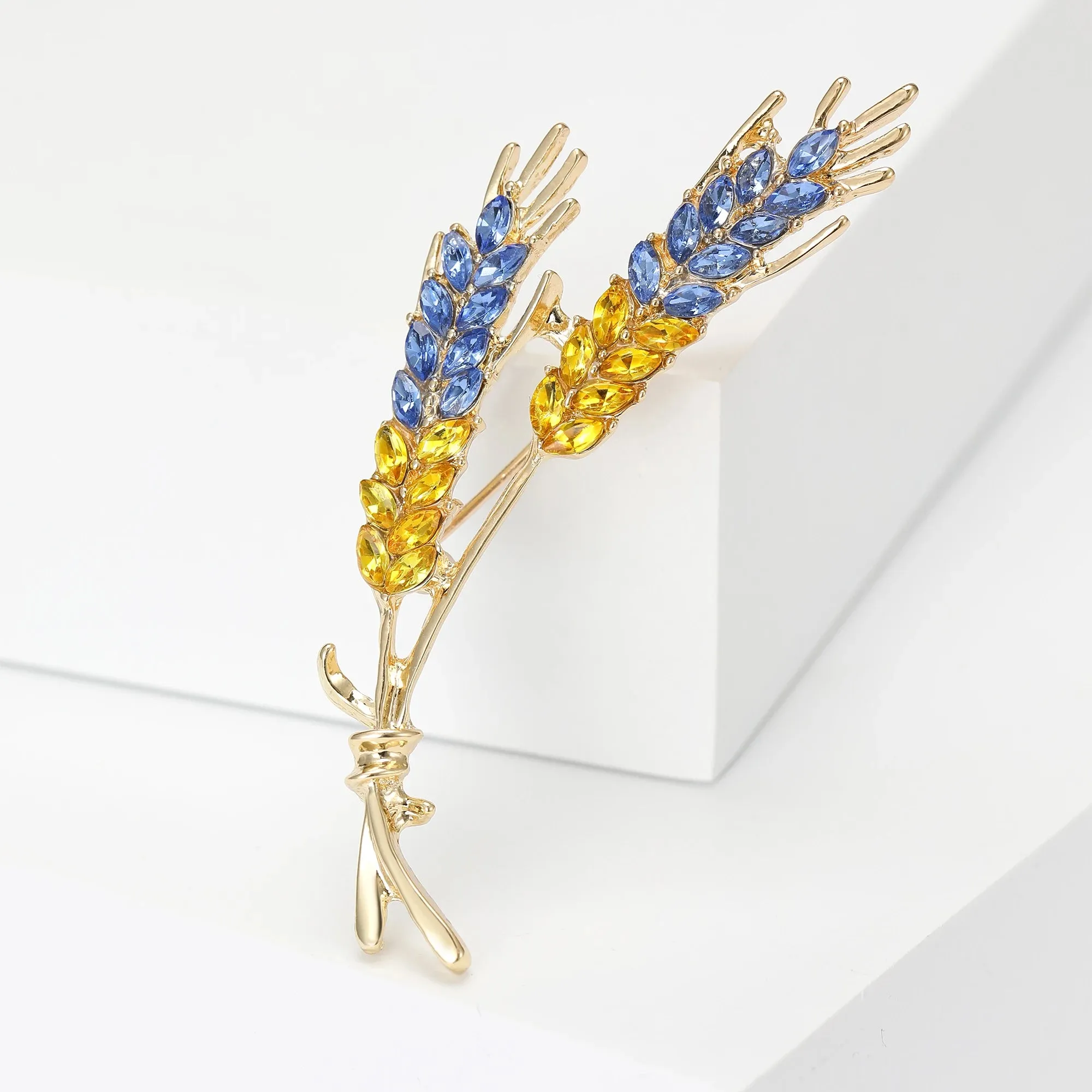 Brooch Men Women Meaningful Wheat Flag Rhinestone Badge Delicate Gift For New Year