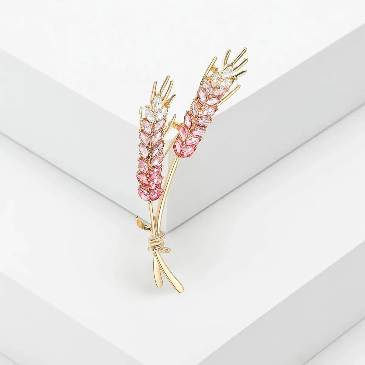 Brooch Men Women Meaningful Wheat Flag Rhinestone Badge Delicate Gift For New Year