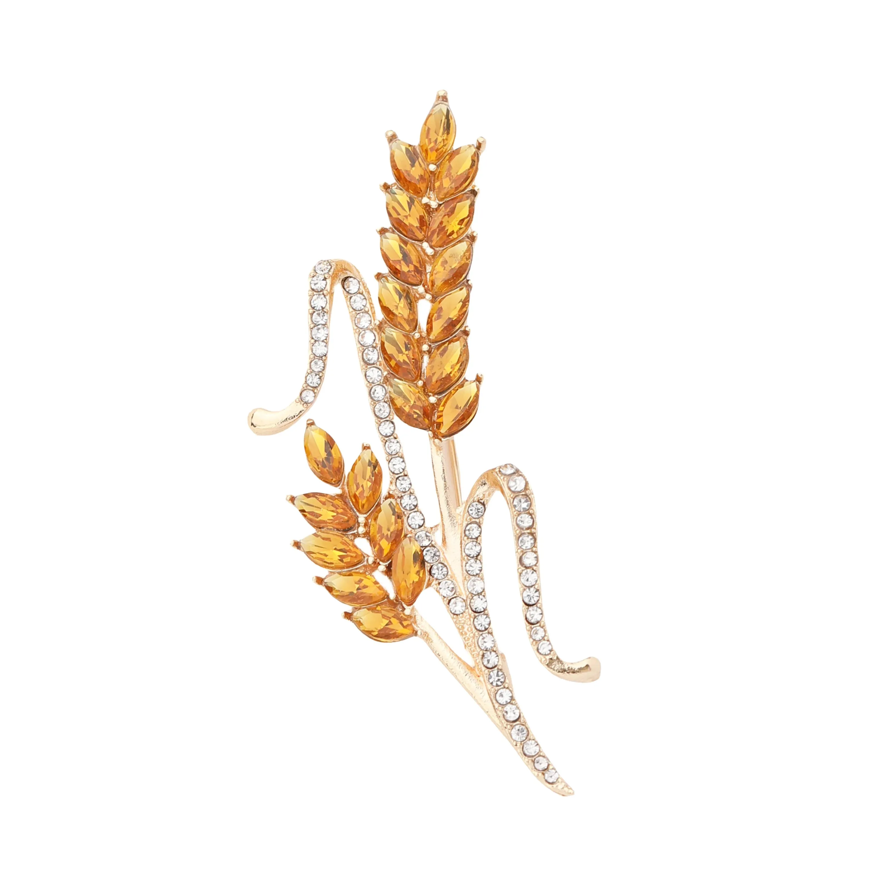 Brooch Men Women Meaningful Wheat Flag Rhinestone Badge Delicate Gift For New Year