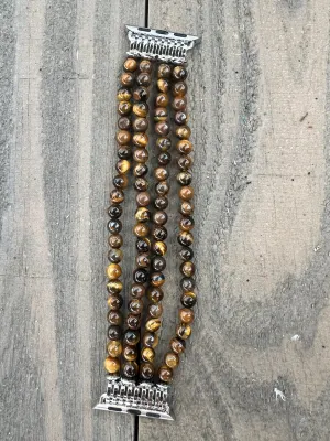 Brown Tigers Eye Beaded Stretch Smart Watch Band