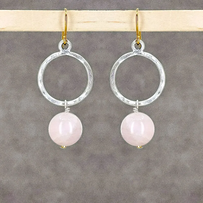 Bubble Earrings, Rose Quartz