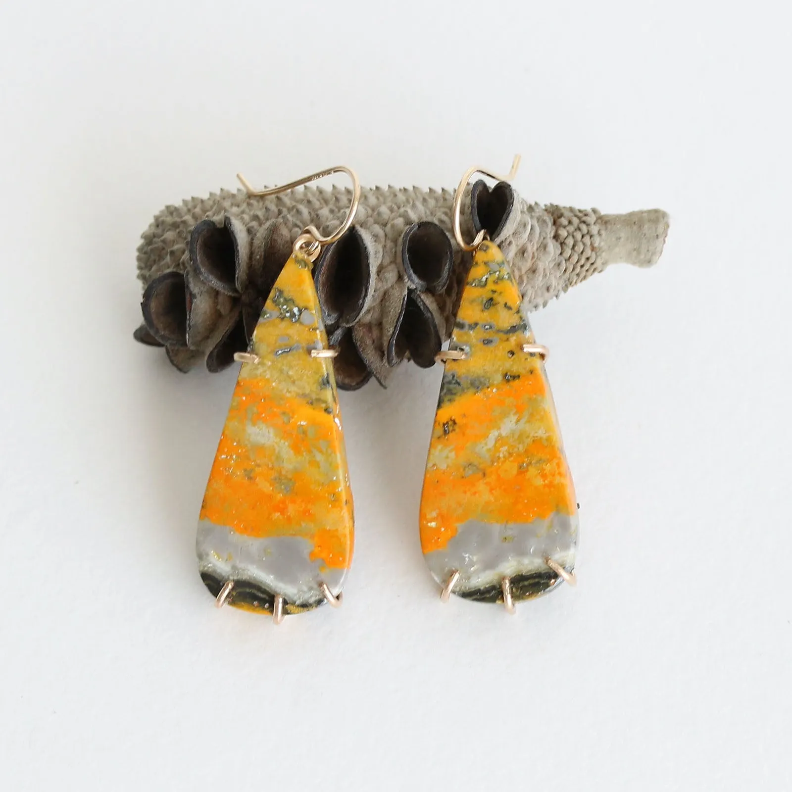 Bumblebee Jasper Teardrop Earrings