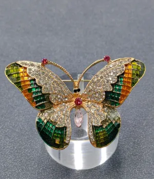 Butterfly Rhinestone Enamel Brooch